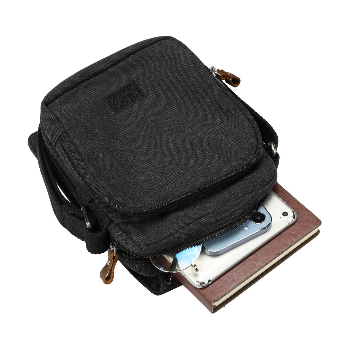 Canvas Flap Crossbody Bag | TRP0239 Black Stone Wash - RUTHERFORD & Co