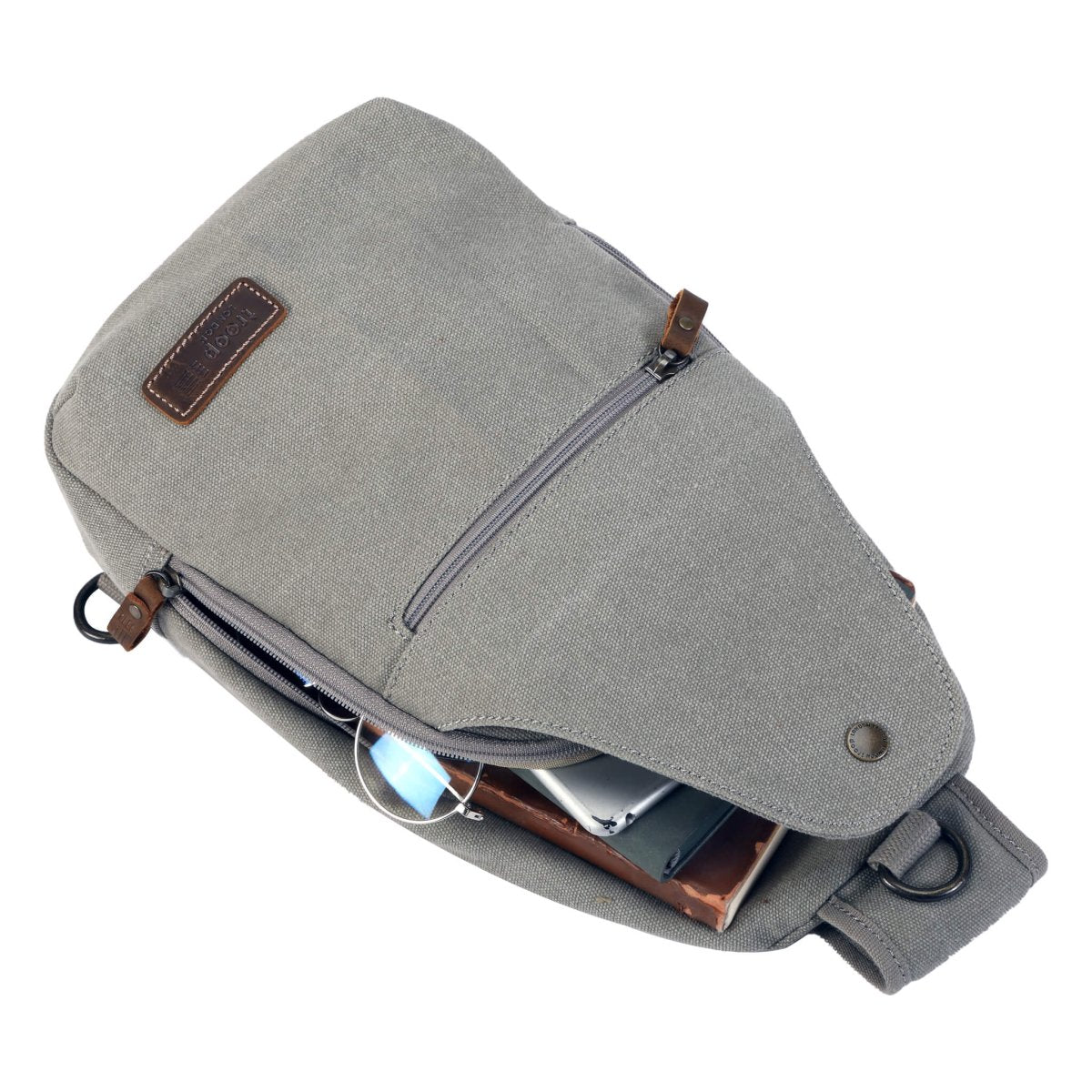 Canvas Sling Bag One Strap Backpack | TRP0551 Ash Grey - RUTHERFORD & Co
