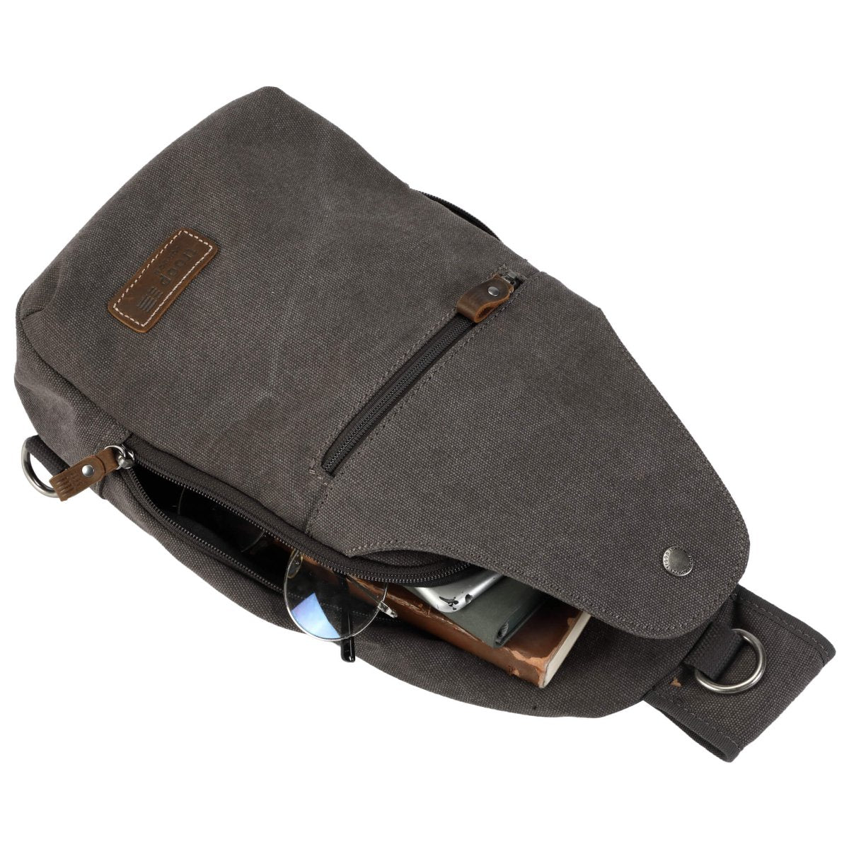 Canvas Sling Bag One Strap Backpack | TRP0551 Charcoal - RUTHERFORD & Co
