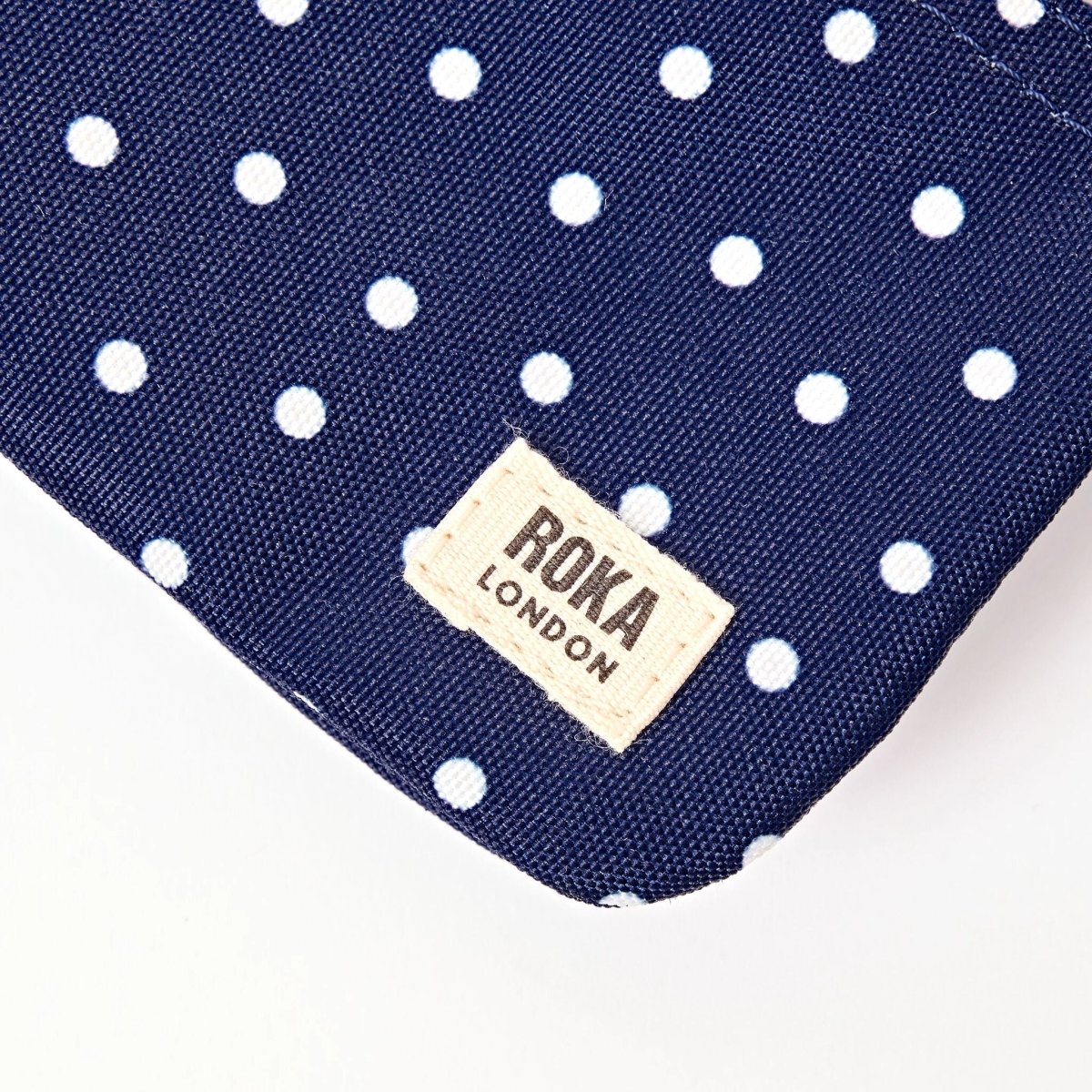 Carnaby Wallet in Navy Polka Dot - RUTHERFORD & Co