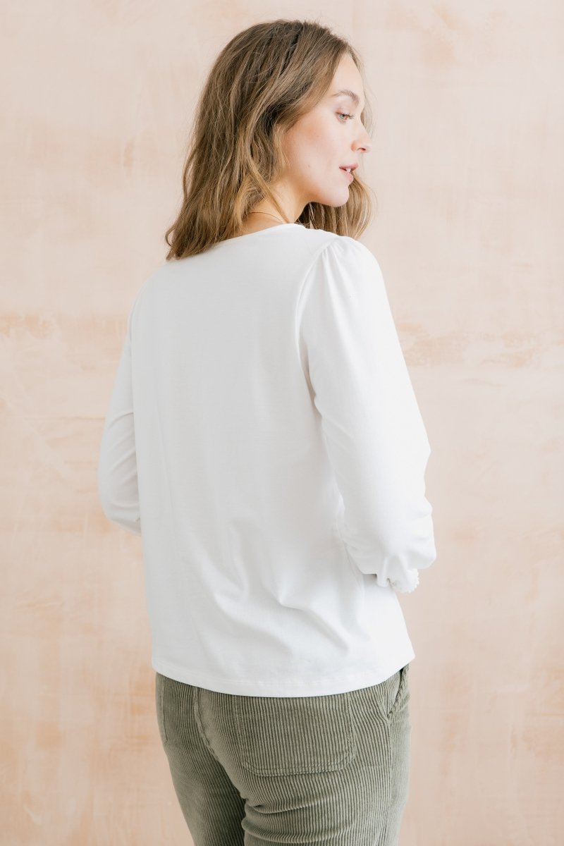 Caroline Organic Cotton Jersey Top White - RUTHERFORD & Co