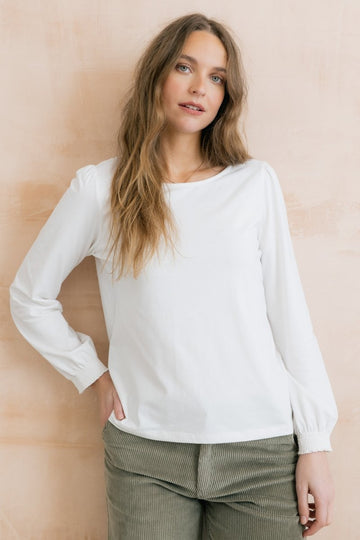 Caroline Organic Cotton Jersey Top White - RUTHERFORD & Co