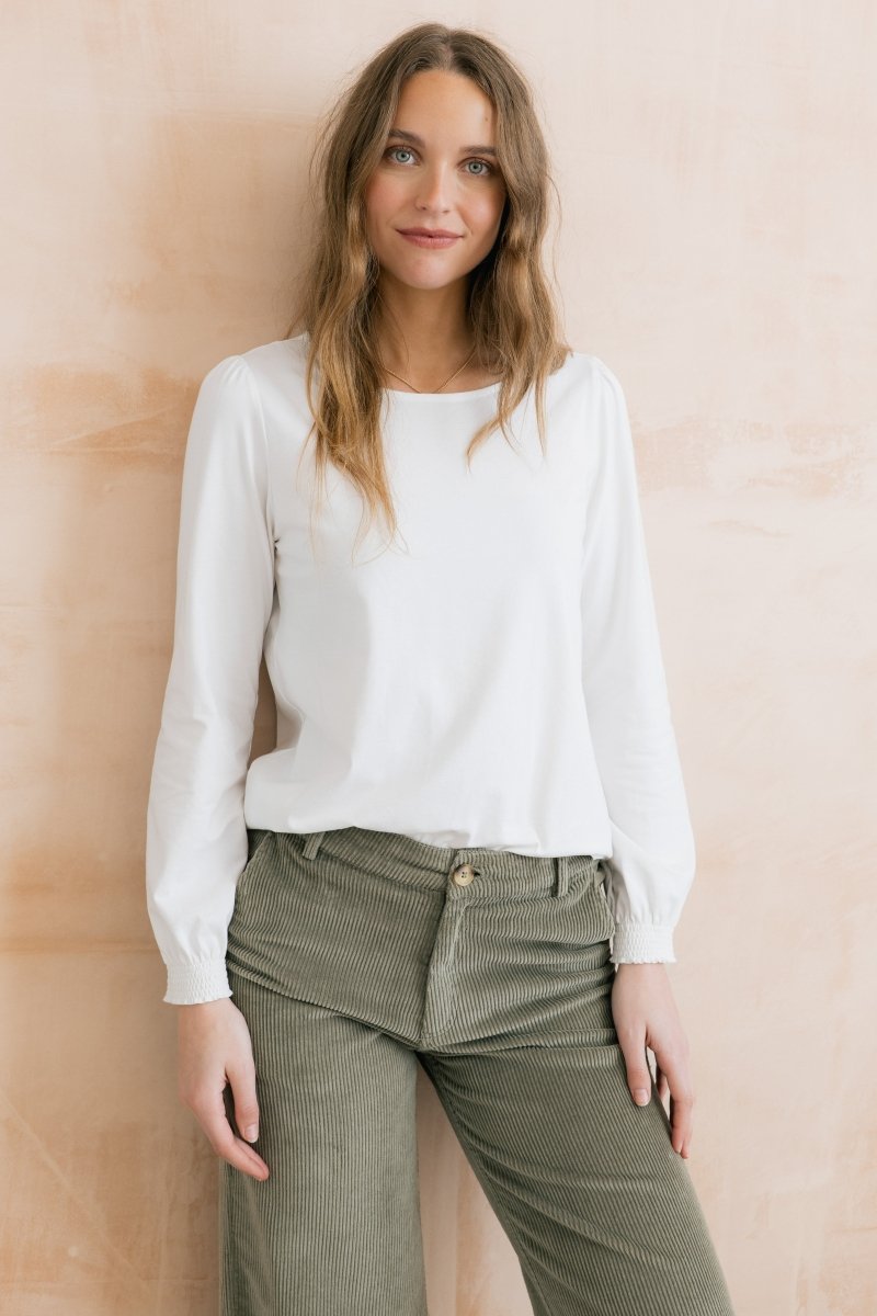 Caroline Organic Cotton Jersey Top White - RUTHERFORD & Co