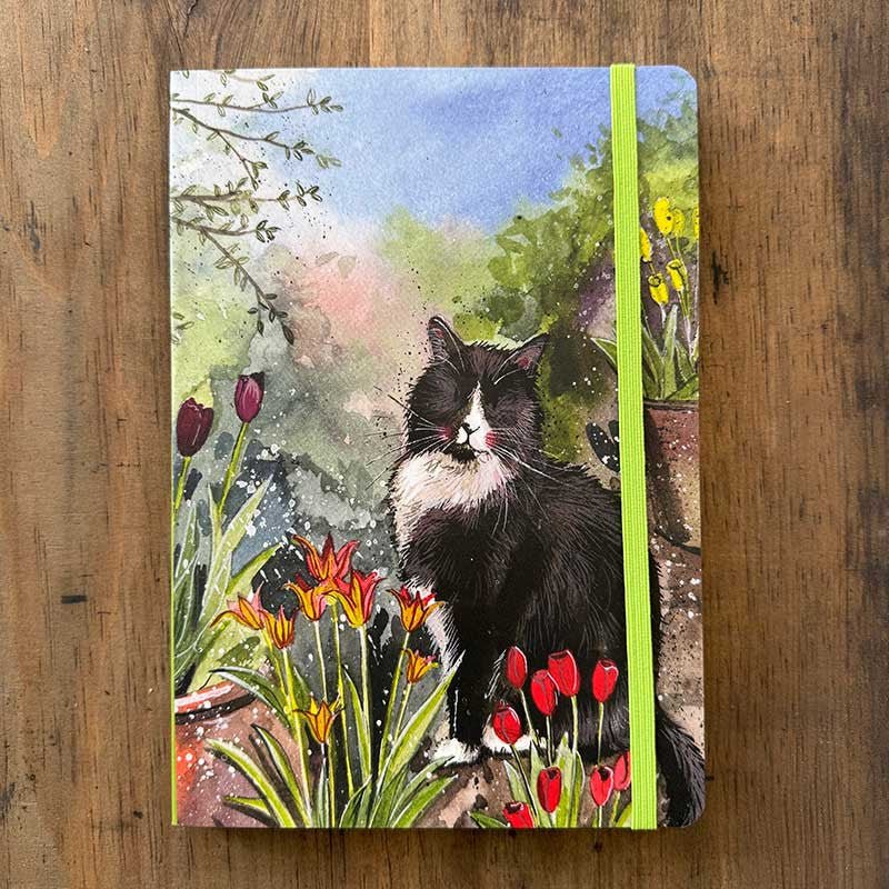 Cat and Tulips Large Notebook - RUTHERFORD & Co