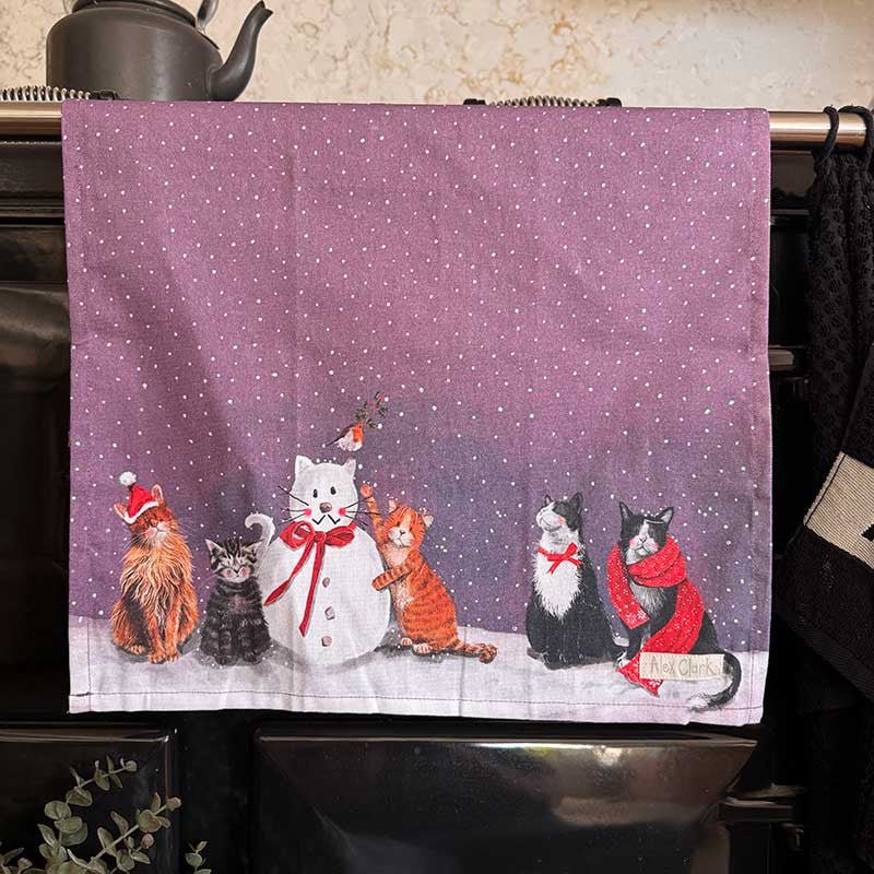 Cats and Snowman Tea Towel - RUTHERFORD & Co