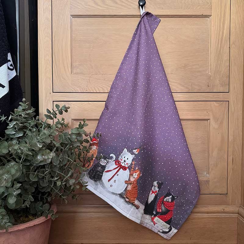 Cats and Snowman Tea Towel - RUTHERFORD & Co