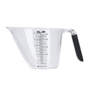 MasterClass Angled Measuring Jug 1L, Clear BPA Free Plastic Jug with Handle