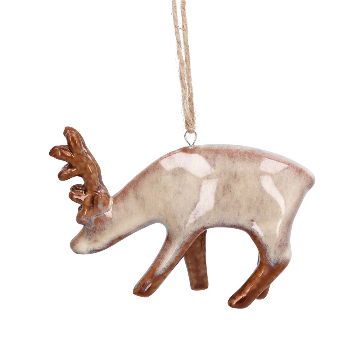 Ceramic Dec, 10cm - Taupe Reindeer - RUTHERFORD & Co
