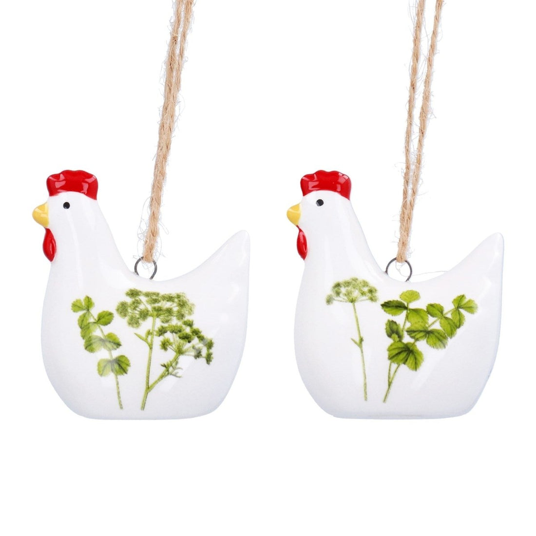 Ceramic Hanging Dec 5cm - Spring Hedgerow Hen - RUTHERFORD & Co