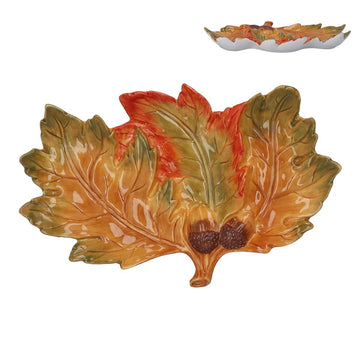 Ceramic Plate 31cm - Autumn Triple Leaf - RUTHERFORD & Co