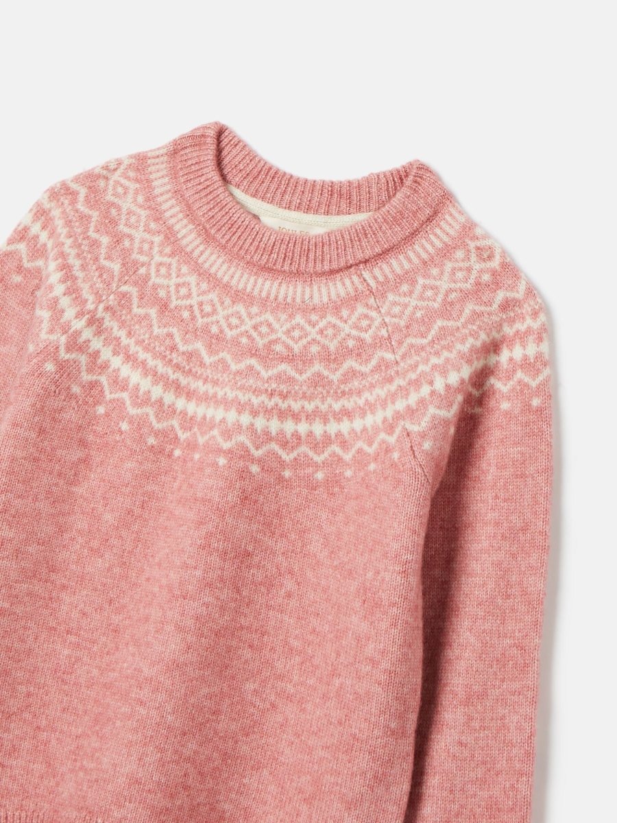 Charlotte Pink & Cream Fair Isle Jumper - RUTHERFORD & Co