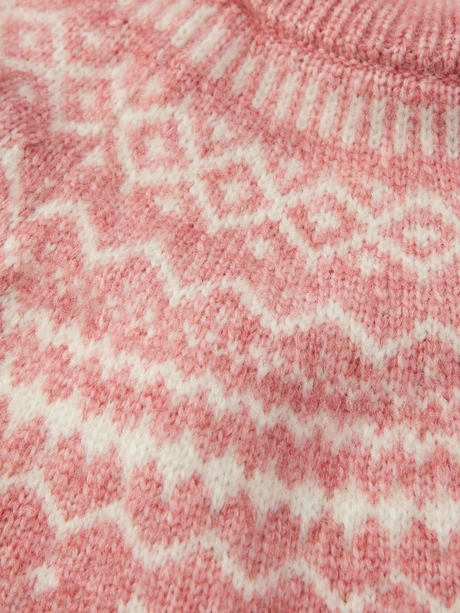 Charlotte Pink & Cream Fair Isle Jumper - RUTHERFORD & Co