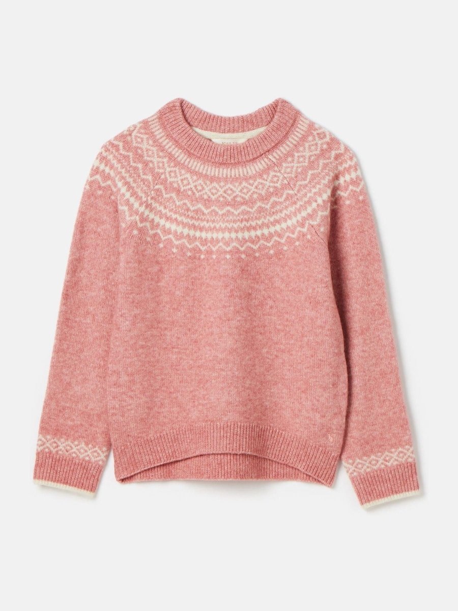 Charlotte Pink & Cream Fair Isle Jumper - RUTHERFORD & Co