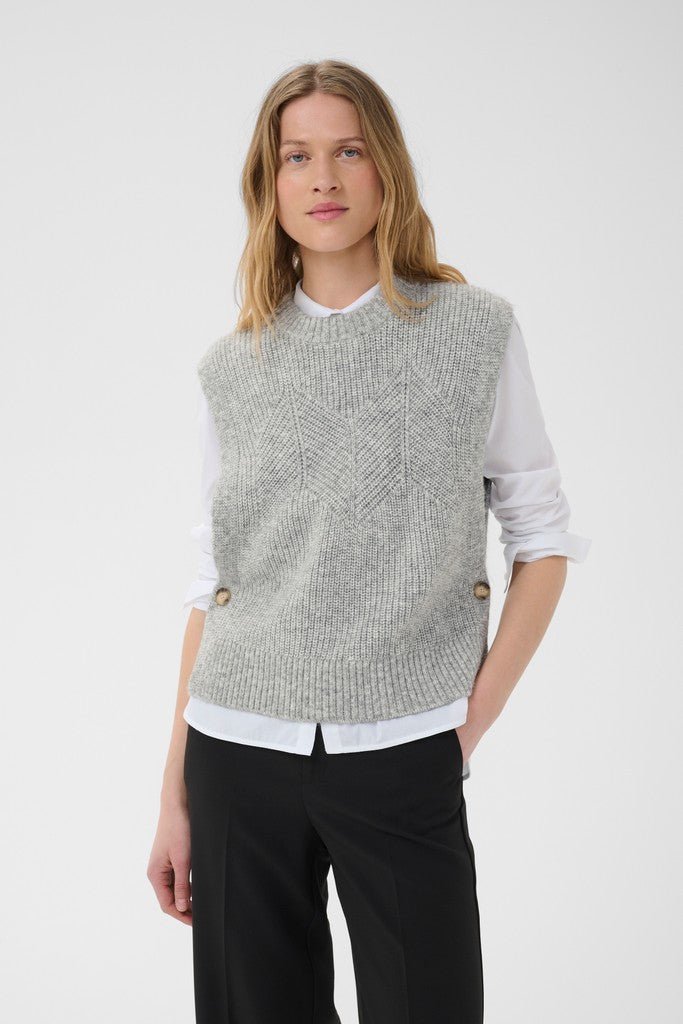 CharlyePW Waistcoat - Medium Grey Melange - RUTHERFORD & Co