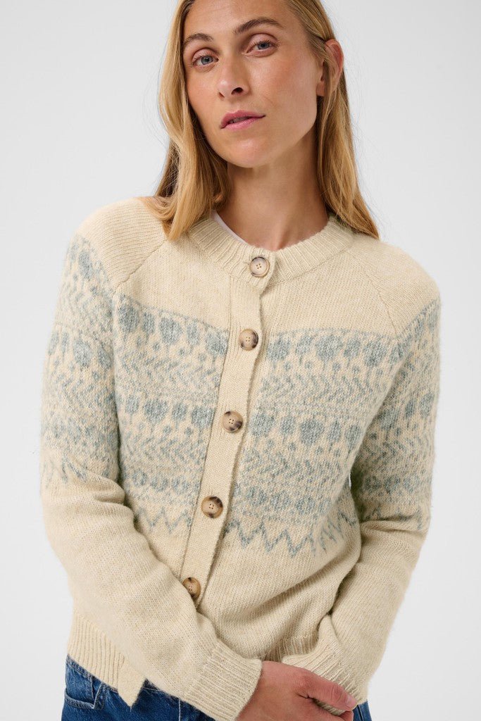 CharmainePW Cardigan - Whitecap/Grey Jaquard - RUTHERFORD & Co