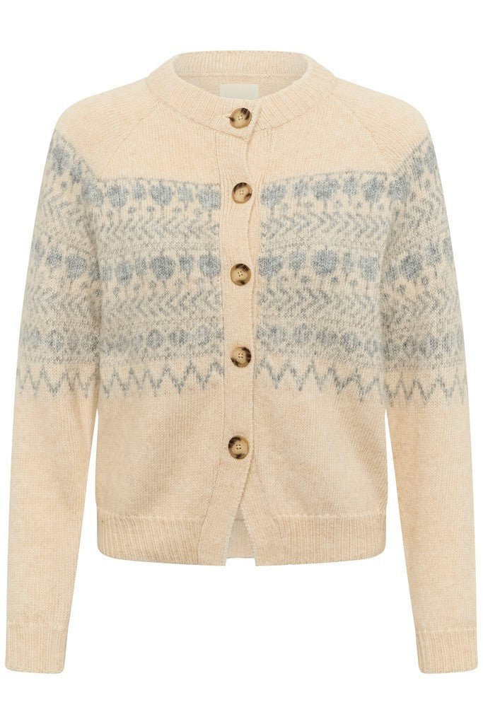 CharmainePW Cardigan - Whitecap/Grey Jaquard - RUTHERFORD & Co