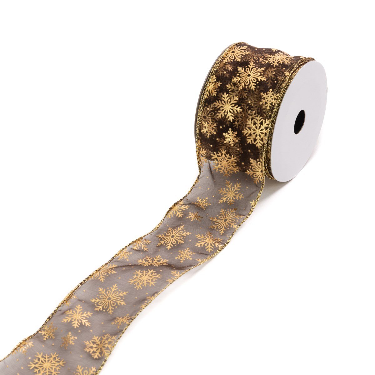 Chiffon Ribbon W/Snowflake 2.5"X10y - RUTHERFORD & Co