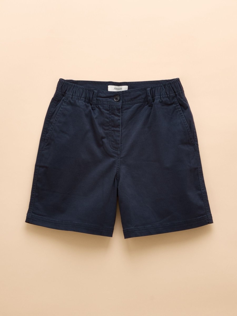 Chino Navy Brushed Cotton Blend Shorts - RUTHERFORD & Co