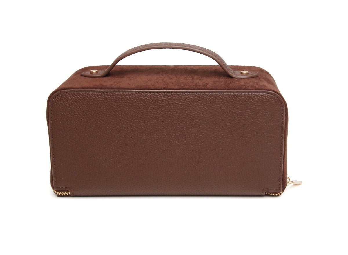 Chocolate Kensington Suede Train Case - RUTHERFORD & Co