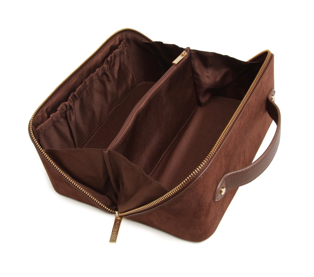 Chocolate Kensington Suede Train Case - RUTHERFORD & Co