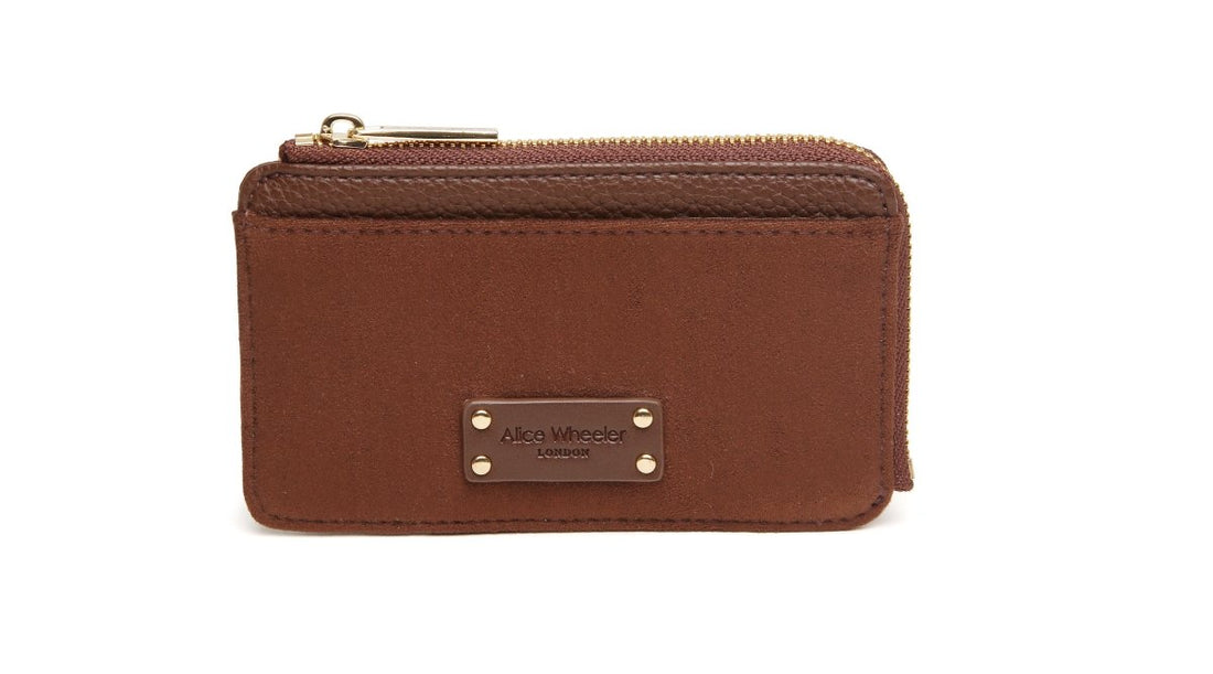 Chocolate - Kensington Suedette Coin and Card Purse - RUTHERFORD & Co