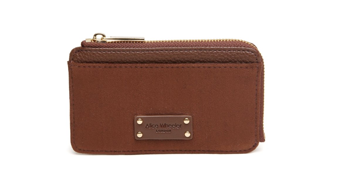 Chocolate - Kensington Suedette Coin and Card Purse - RUTHERFORD & Co