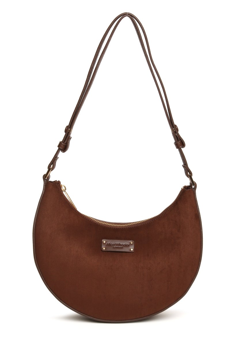Chocolate - Kensington Suedette Shoulder and Crossbody Bag - RUTHERFORD & Co