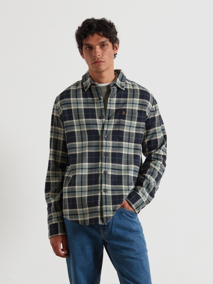 Christian Check Overshirt In Tarragon Green - RUTHERFORD & Co