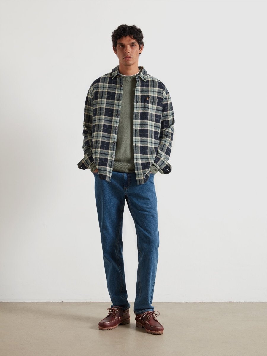 Christian Check Overshirt In Tarragon Green - RUTHERFORD & Co