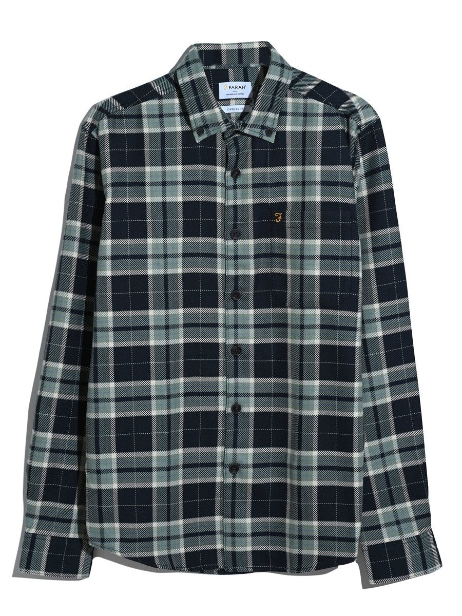 Christian Check Overshirt In Tarragon Green - RUTHERFORD & Co
