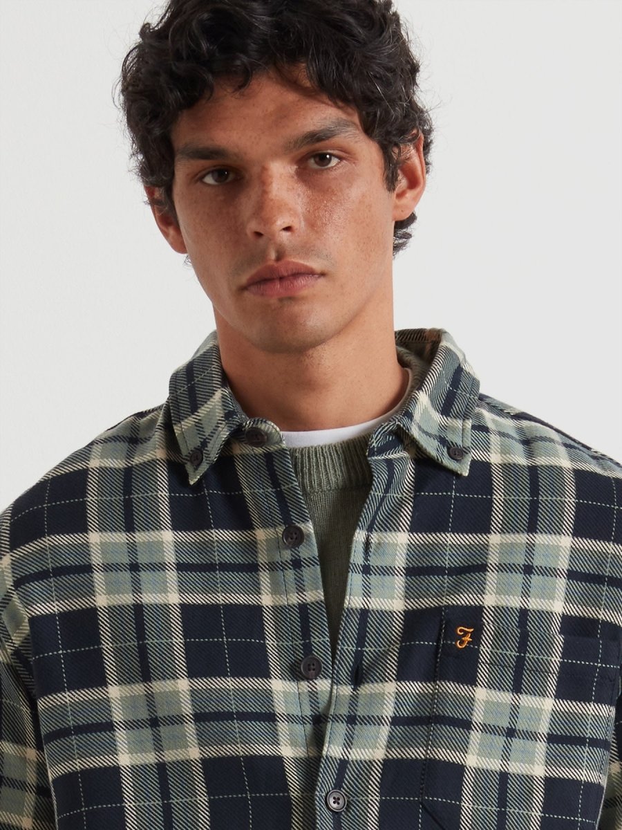 Christian Check Overshirt In Tarragon Green - RUTHERFORD & Co