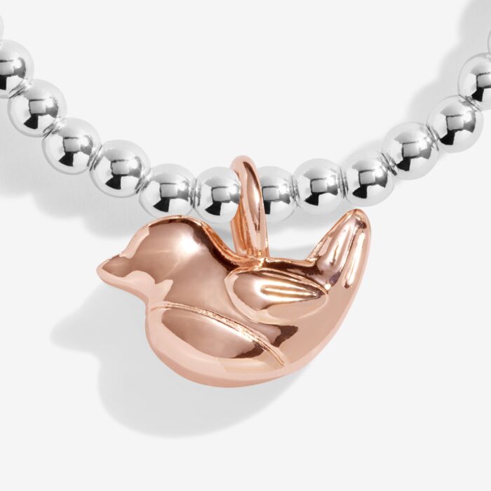 Christmas Cracker 'Christmas Robin' Bracelet in Silver and Rose Gold Plating - RUTHERFORD & Co