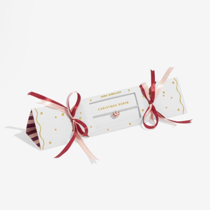 Christmas Cracker 'Christmas Robin' Bracelet in Silver and Rose Gold Plating - RUTHERFORD & Co