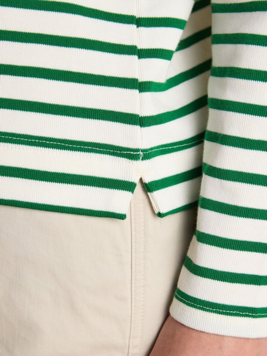 Christmas Harbour Green/White Bauble Boat Neck Breton Top - RUTHERFORD & Co