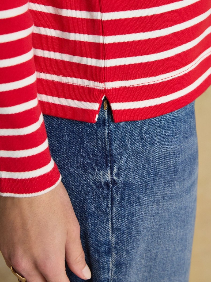 Christmas Harbour Merry Kissmas Red/Cream Boat Neck Breton Top - RUTHERFORD & Co