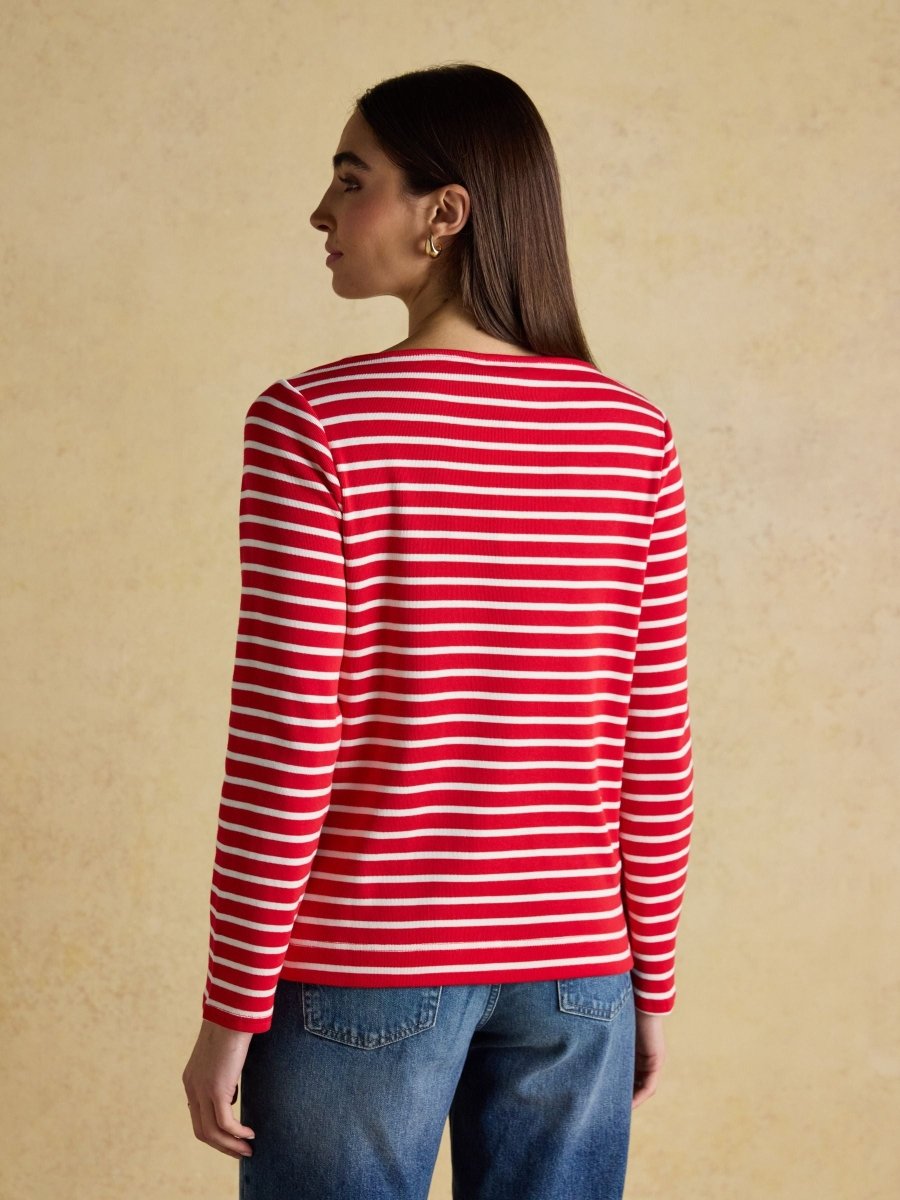Christmas Harbour Merry Kissmas Red/Cream Boat Neck Breton Top - RUTHERFORD & Co