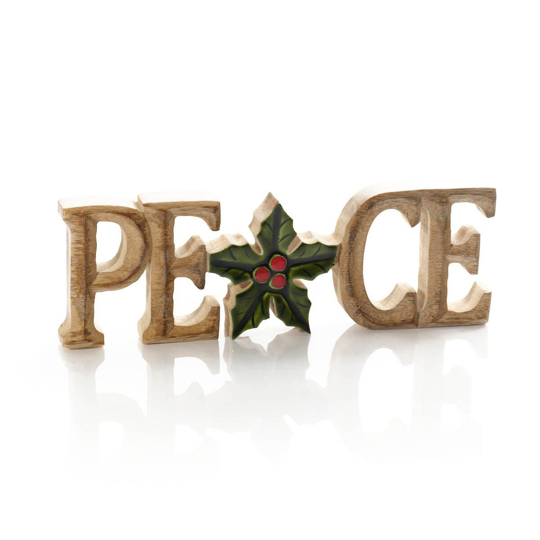 Christmas Mango Wood Peace Painted Block - RUTHERFORD & Co