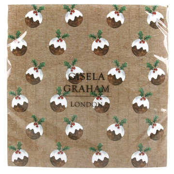Christmas Pudding Pack of 20 Paper Napkins (16cm) - RUTHERFORD & Co