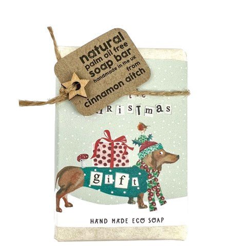 Christmas Sausage Dog - patchouli & sandalwood soap bar - RUTHERFORD & Co