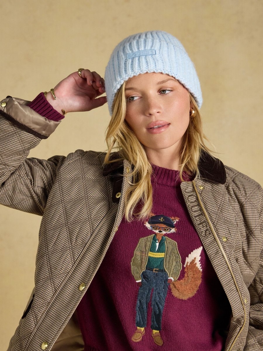 Chunky Blue Knitted Beanie - RUTHERFORD & Co