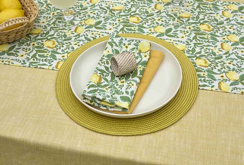 Circular ribbed placemat lemon - RUTHERFORD & Co