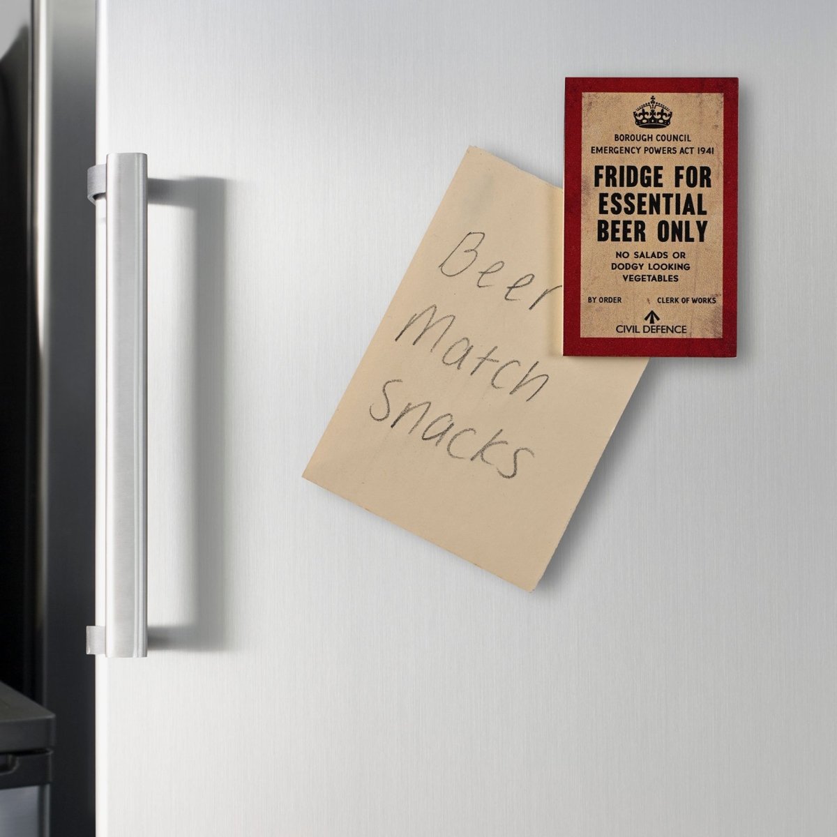 Civil Defence Magnet Fridge Essential Beer Only - RUTHERFORD & Co