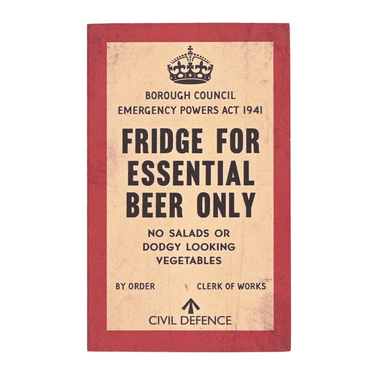 Civil Defence Magnet Fridge Essential Beer Only - RUTHERFORD & Co