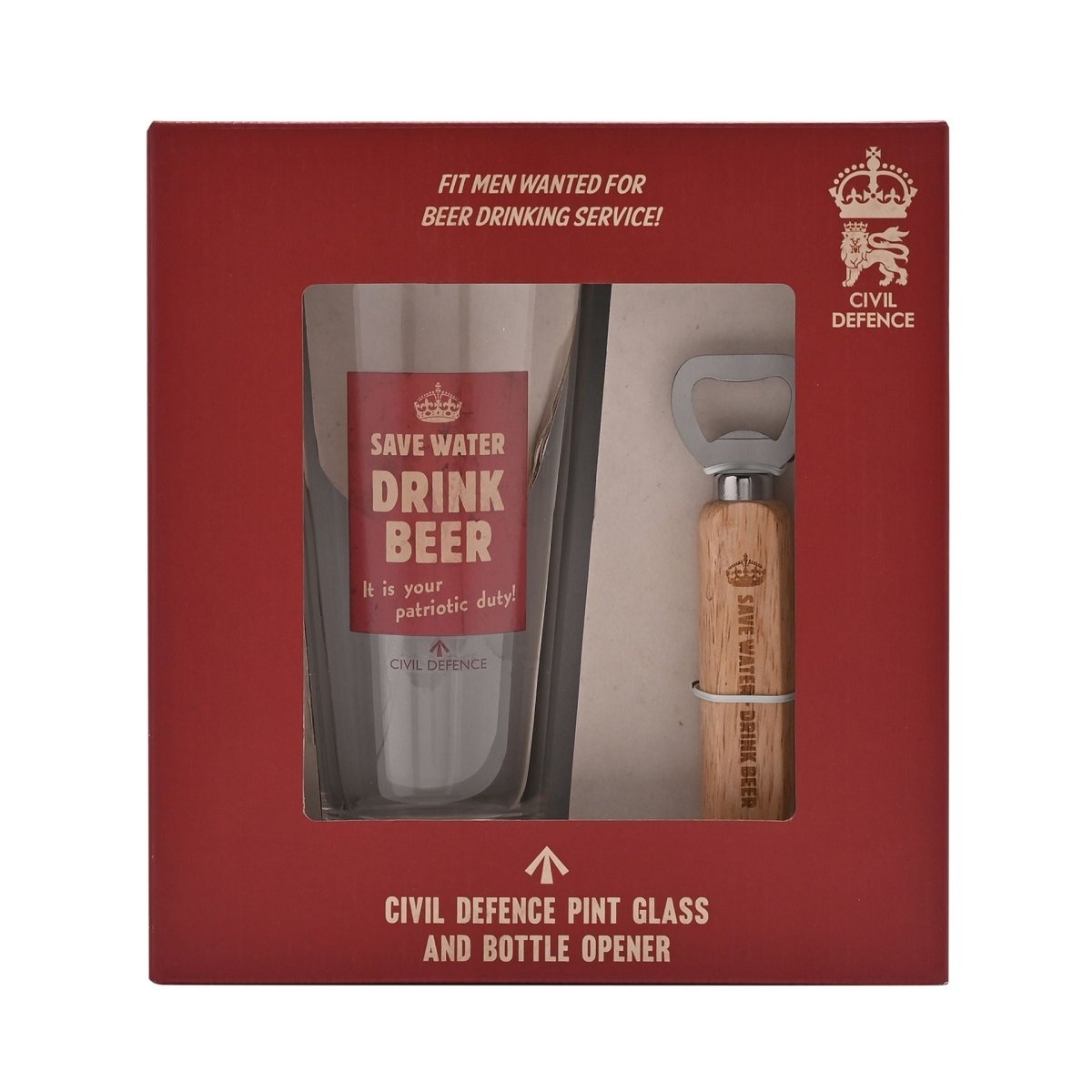 Civil Defence Pint Glass And Bottle Opener Set - RUTHERFORD & Co