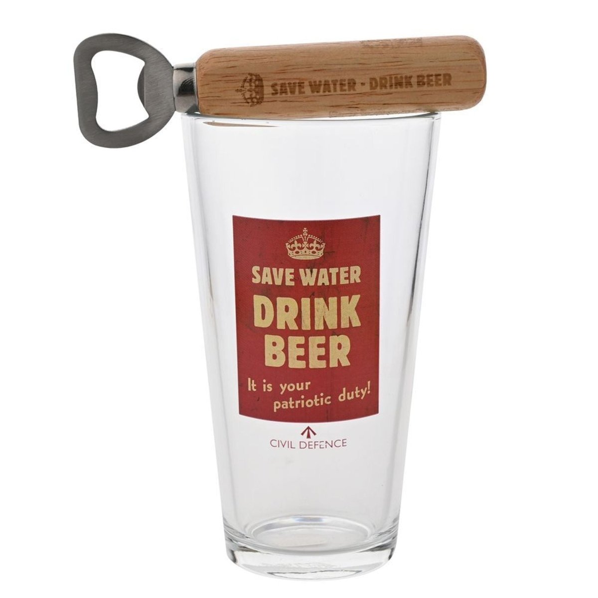 Civil Defence Pint Glass And Bottle Opener Set - RUTHERFORD & Co