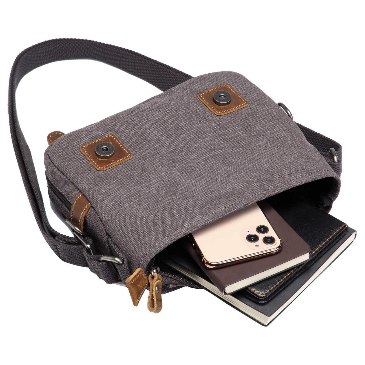 CLASSIC CANVAS ACROSS BODY BAG TRAVEL BAG - BLACK - RUTHERFORD & Co
