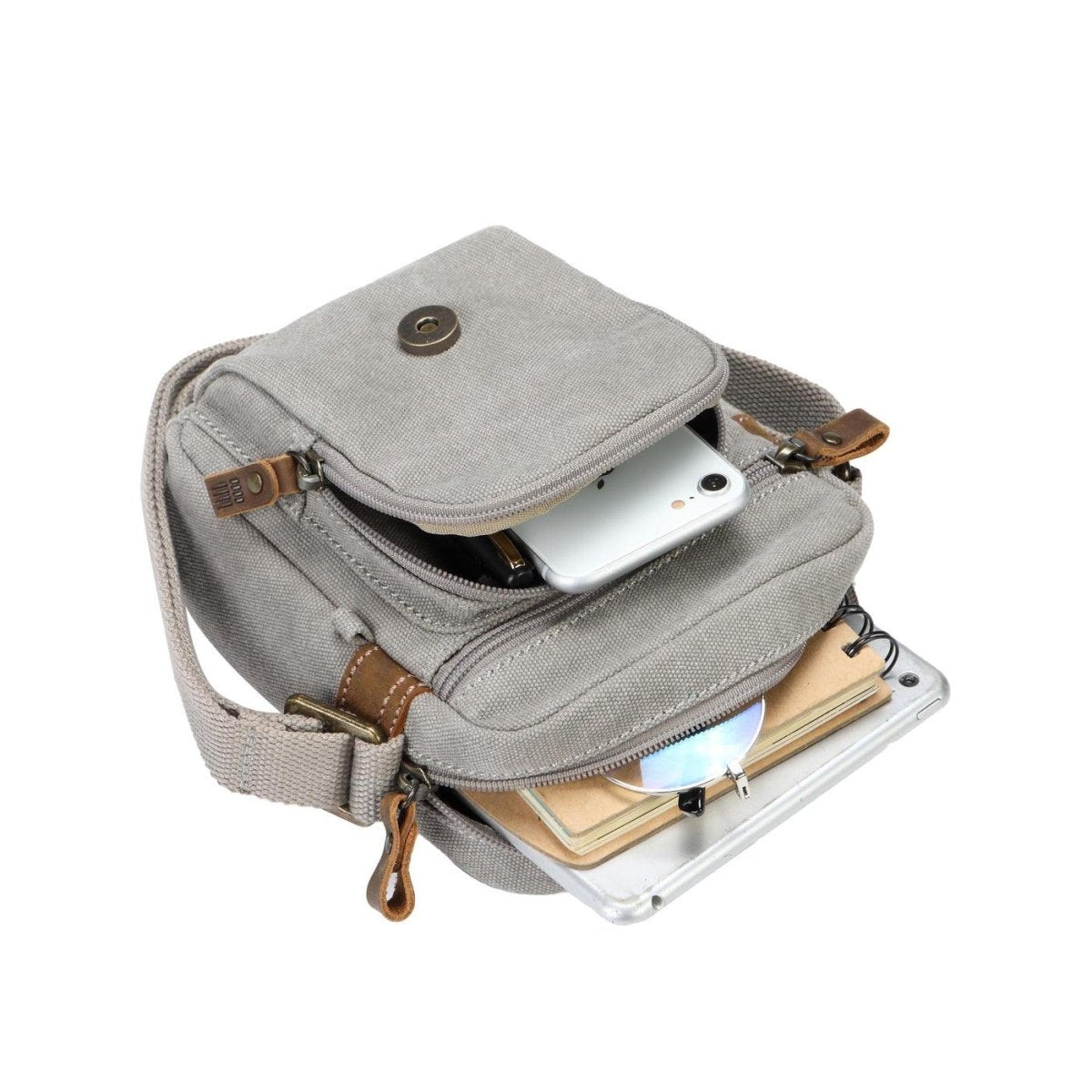 CLASSIC CANVAS ACROSS BODY BAG - TRP0213 - GREY - RUTHERFORD & Co