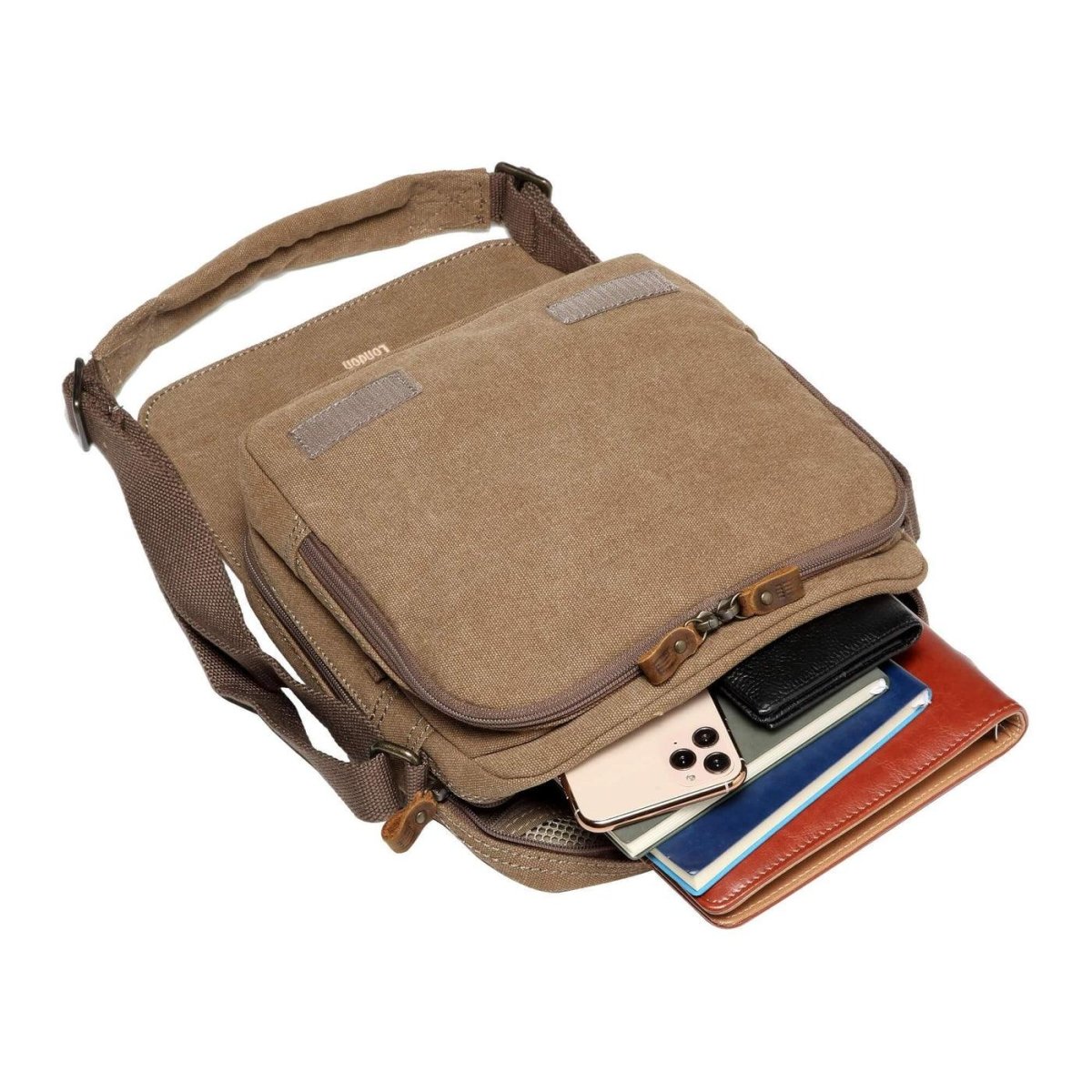 CLASSIC CANVAS ACROSS BODY BAG - TRP0238 - BROWN - RUTHERFORD & Co