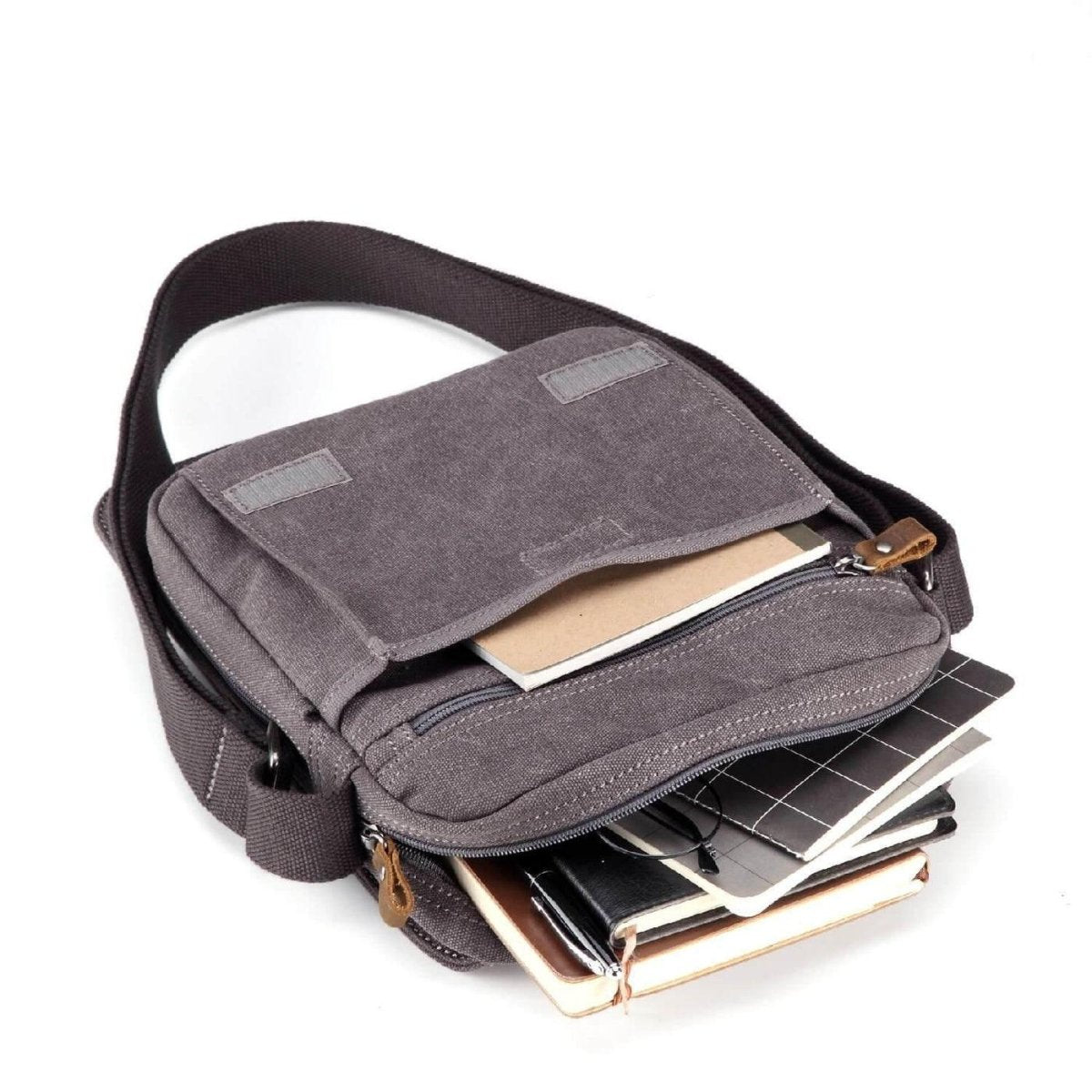 CLASSIC CANVAS ACROSS BODY BAG - TRP0242 - GREY - RUTHERFORD & Co