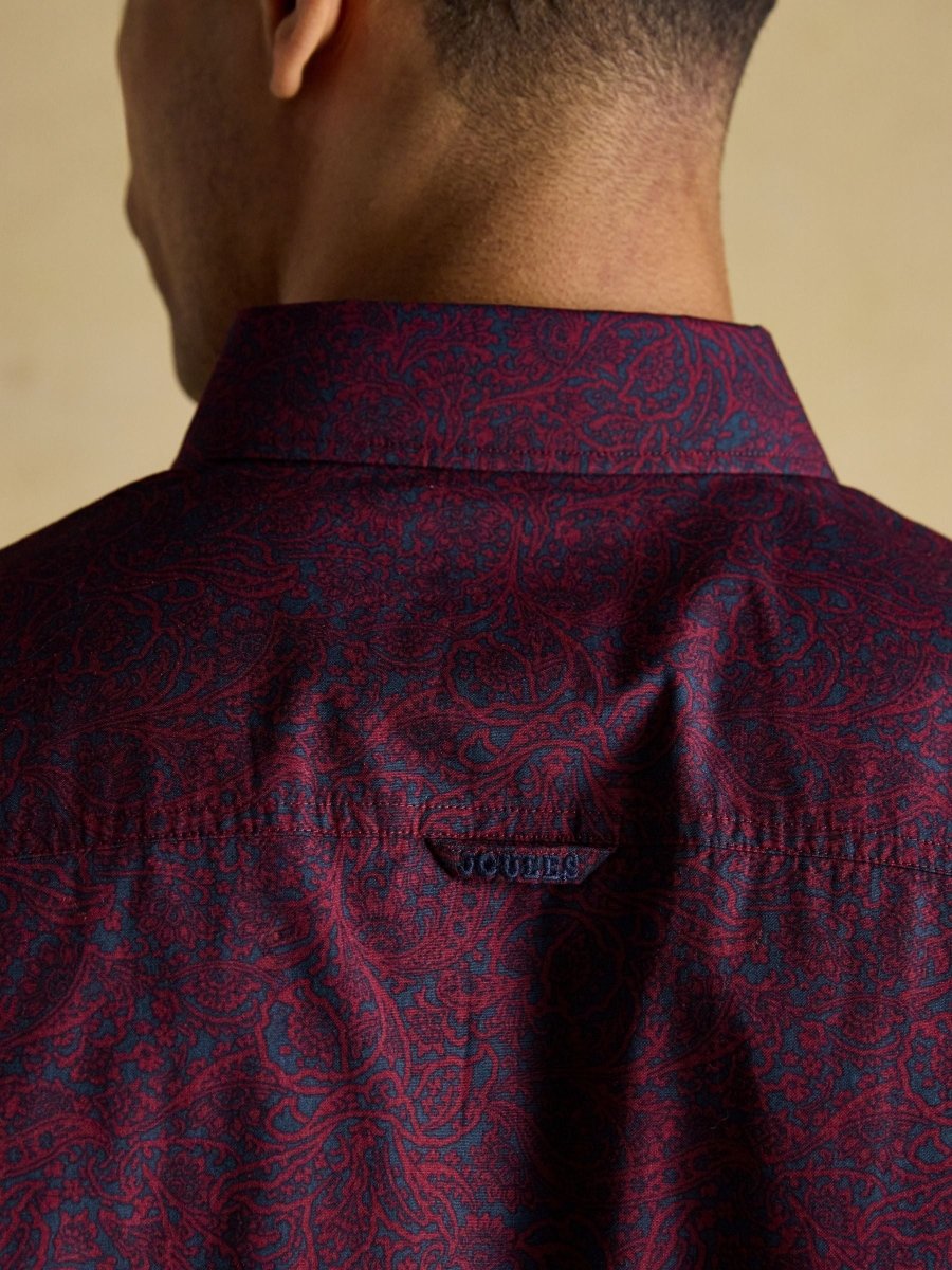 Classic Fit Burgundy Cotton Printed Shirt - RUTHERFORD & Co